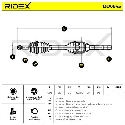 Antriebswelle RIDEX 13D0647 13D0647 - foto 8