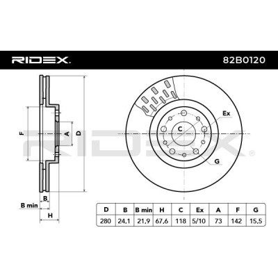 Bremsscheibe RIDEX 82B0120 82B0120 - foto 5