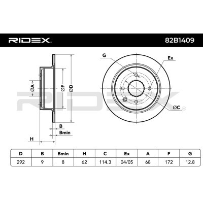 Bremsscheibe RIDEX 82B1409 82B1409 - foto 7