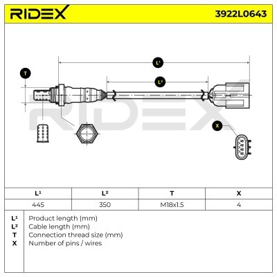Lambdasonde RIDEX 3922L0643 3922L0643 - foto 6