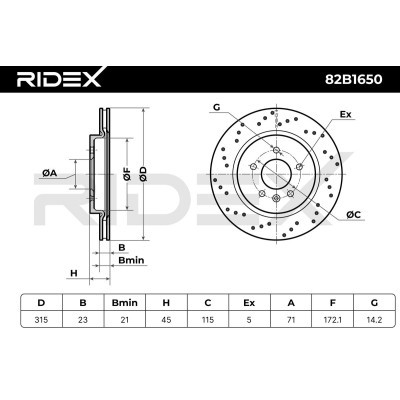 Bremsscheibe RIDEX 82B1650 82B1650 - foto 7