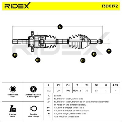 Antriebswelle RIDEX 13D0172 13D0172 - foto 6