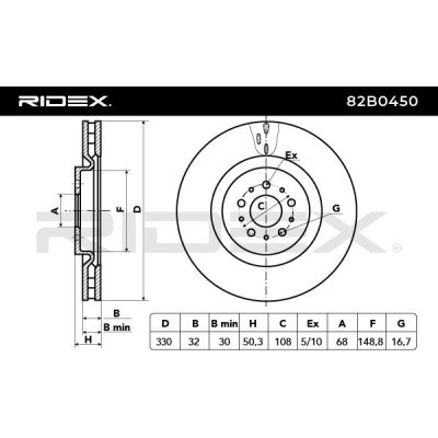 Bremsscheibe RIDEX 82B0450 82B0450 - foto 6