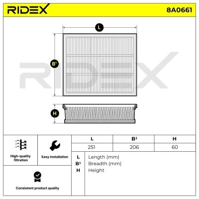 Luftfilter RIDEX 8A0661 8A0661 - foto 6