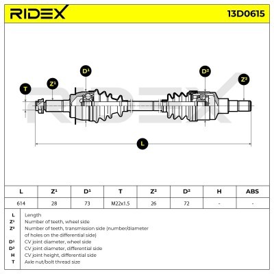 Antriebswelle RIDEX 13D0615 13D0615 - foto 7
