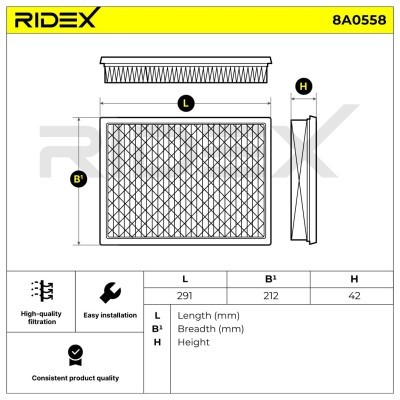Luftfilter RIDEX 8A0558 8A0558 - foto 6