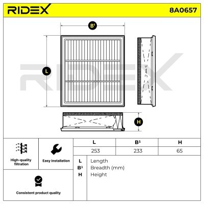 Luftfilter RIDEX 8A0657 8A0657 - foto 6