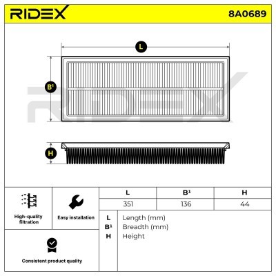 Luftfilter RIDEX 8A0689 8A0689 - foto 6