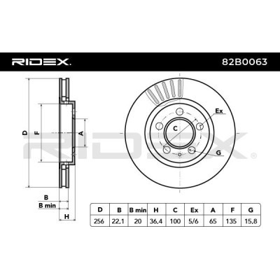 Bremsscheibe RIDEX 82B0063 82B0063 - foto 3