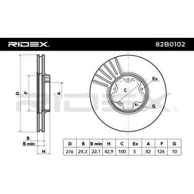 Bremsscheibe RIDEX 82B0102 82B0102 - foto 3