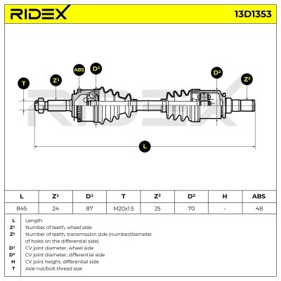 Antriebswelle RIDEX 13D1353 13D1353 - foto 7