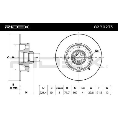 Bremsscheibe RIDEX 82B0233 82B0233 - foto 3