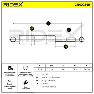 Gasfeder, Koffer-/Laderaum RIDEX 219G0349 219G0349 - foto 7