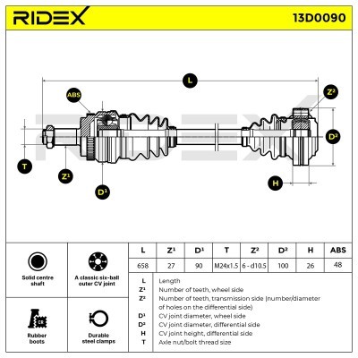 Antriebswelle RIDEX 13D0090 13D0090 - foto 4