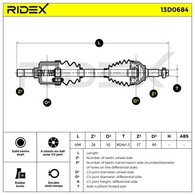 Antriebswelle RIDEX 13D0684 13D0684 - foto 6