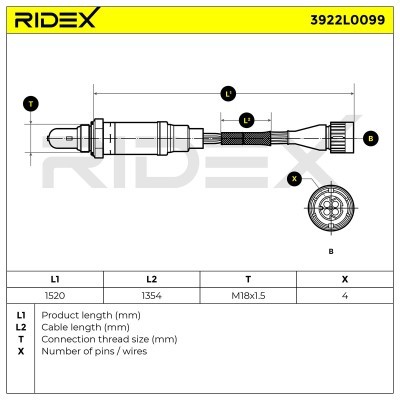 Lambdasonde RIDEX 3922L0099 3922L0099 - foto 6