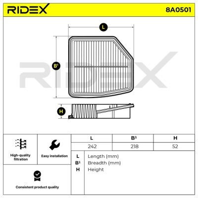 Luftfilter RIDEX 8A0501 8A0501 - foto 4