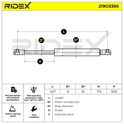 Gasfeder, Koffer-/Laderaum RIDEX 219G0356 219G0356 - foto 10