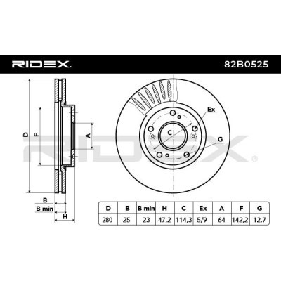 Bremsscheibe RIDEX 82B0525 82B0525 - foto 3