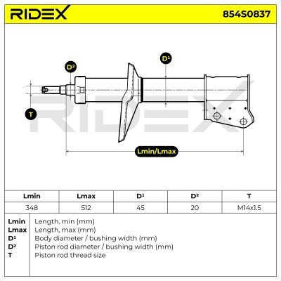 Stoßdämpfer RIDEX 854S0837 854S0837 - foto 6