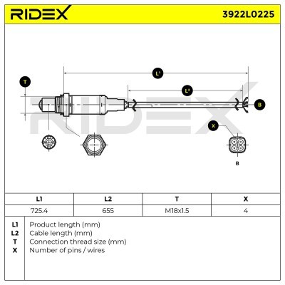 Lambdasonde RIDEX 3922L0225 3922L0225 - foto 7