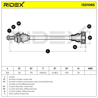 Antriebswelle RIDEX 13D1085 13D1085 - foto 7