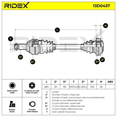 Antriebswelle RIDEX 13D0437 13D0437 - foto 7