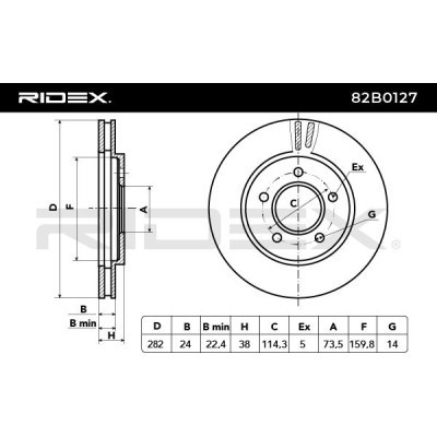 Bremsscheibe RIDEX 82B0127 82B0127 - foto 2