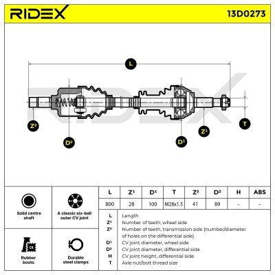 Antriebswelle RIDEX 13D0273 13D0273 - foto 5