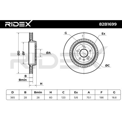 Bremsscheibe RIDEX 82B1699 82B1699 - foto 7