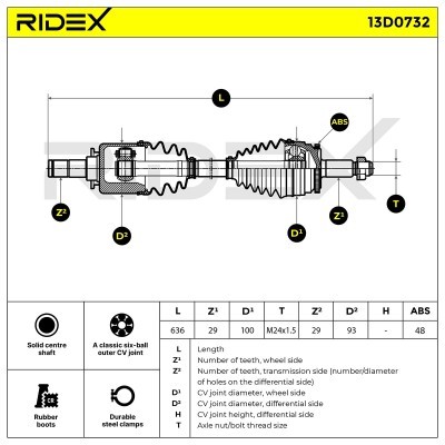 Antriebswelle RIDEX 13D0732 13D0732 - foto 5