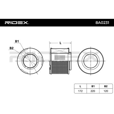 Luftfilter RIDEX 8A0231 8A0231 - foto 3
