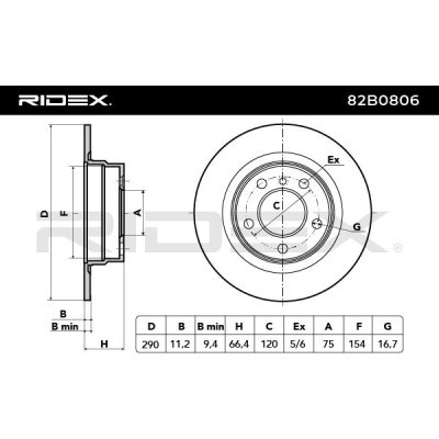 Bremsscheibe RIDEX 82B0806 82B0806 - foto 4