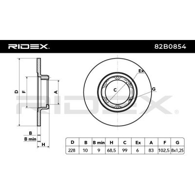 Bremsscheibe RIDEX 82B0854 82B0854 - foto 3