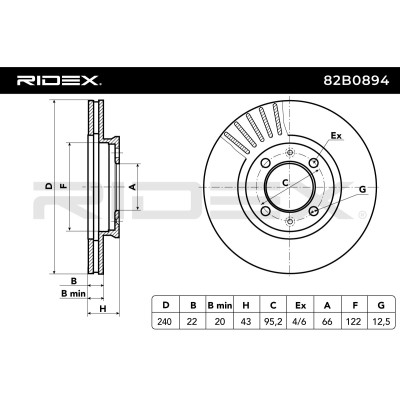 Bremsscheibe RIDEX 82B0894 82B0894 - foto 8