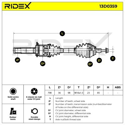 Antriebswelle RIDEX 13D0359 13D0359 - foto 7