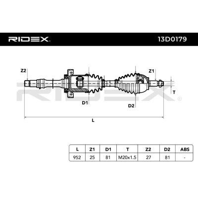 Antriebswelle RIDEX 13D0179 13D0179 - foto 7