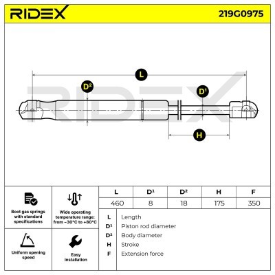 Gasfeder, Koffer-/Laderaum RIDEX 219G0975 219G0975 - foto 7