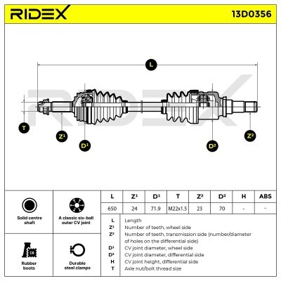 Antriebswelle RIDEX 13D0356 13D0356 - foto 7