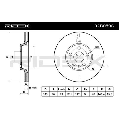 Bremsscheibe RIDEX 82B0796 82B0796 - foto 3