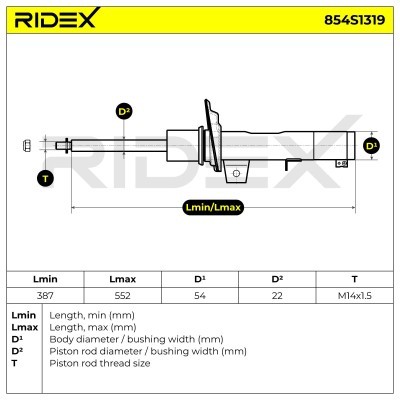 Stoßdämpfer RIDEX 854S1319 854S1319 - foto 8