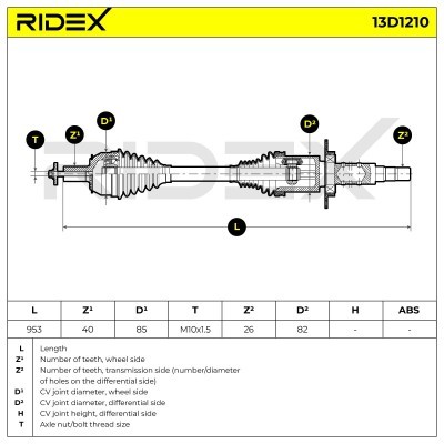 Antriebswelle RIDEX 13D1210 13D1210 - foto 7