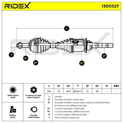 Antriebswelle RIDEX 13D0327 13D0327 - foto 7