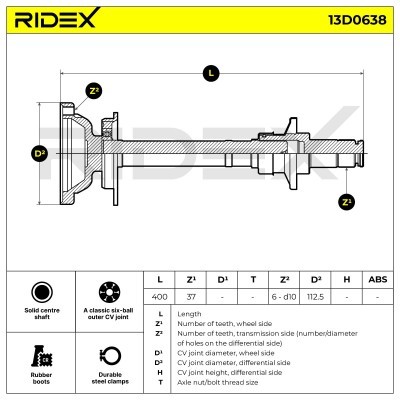 Antriebswelle RIDEX 13D0638 13D0638 - foto 7