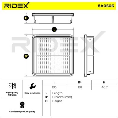 Luftfilter RIDEX 8A0506 8A0506 - foto 6