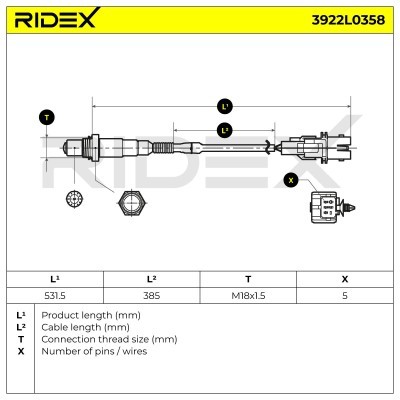 Lambdasonde RIDEX 3922L0358 3922L0358 - foto 6