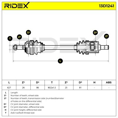 Antriebswelle RIDEX 13D1241 13D1241 - foto 7