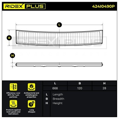 Filter, Innenraumluft RIDEX 424I0490P 424I0490P - foto 7