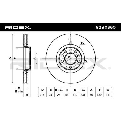 Bremsscheibe RIDEX 82B0360 82B0360 - foto 6