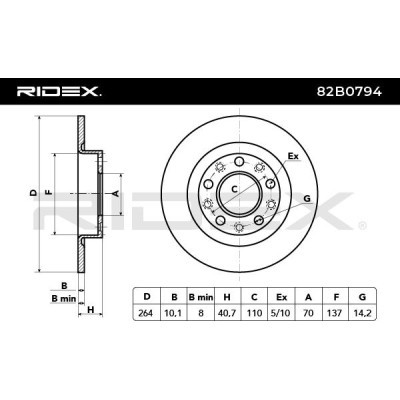 Bremsscheibe RIDEX 82B0794 82B0794 - foto 3